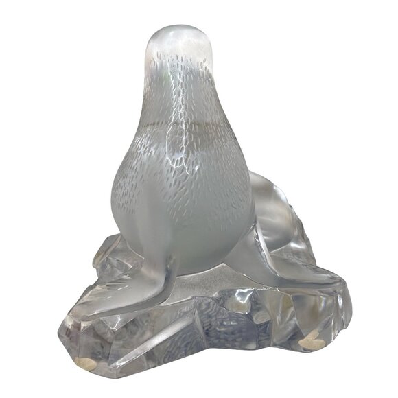 Lalique Crystal Seal Sea Lion Sculpture Signed Frosted Art Glass Original Stickr - Picture 8 of 10